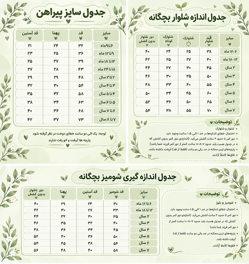 راهنمای کامل تعیین سایز لباس بچگانه + جدول سایزبندی و روش اندازهگیری در خانه